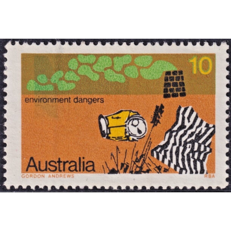 Australia 1975 10c Pollution with Doctor Blade Flaw of Green Variety MNG
