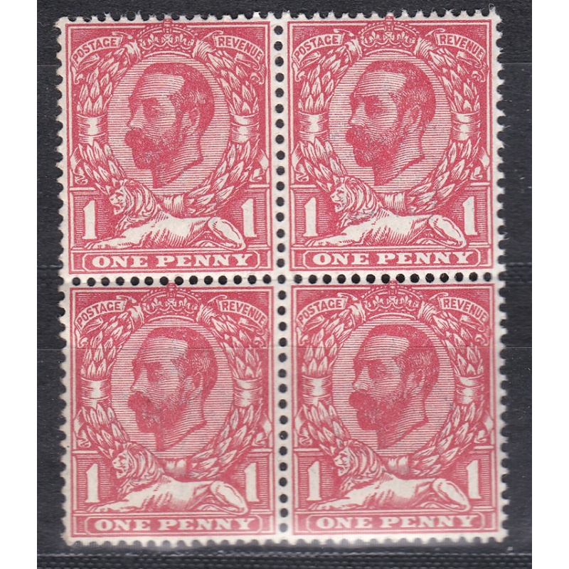 N7(2) 1d Pale Carmine Red Downey head Block of 4 Die 1A UNMOUNTED MINT MNH