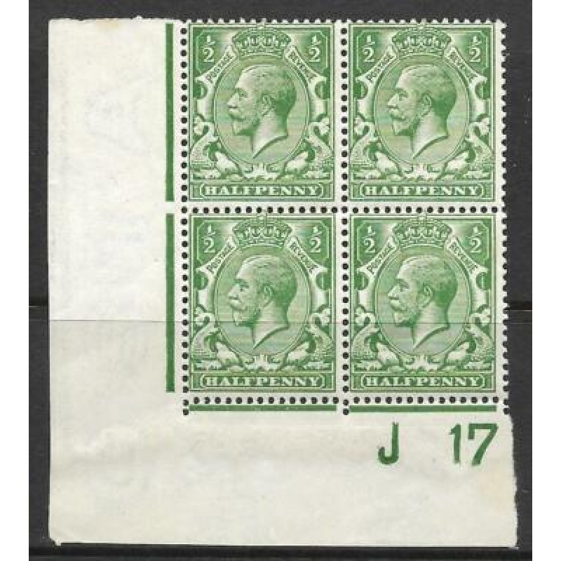 N14(6) d Bright Green Control J17 Imperf block of 4 UNMOUNTED MINT