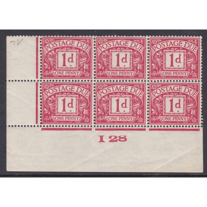 D11 1d Block Cypher Postage due Control I28 Imperf Very Lightly Mounted Mint