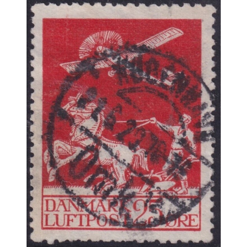 Denmark 1925 25ore Red Airmail Used