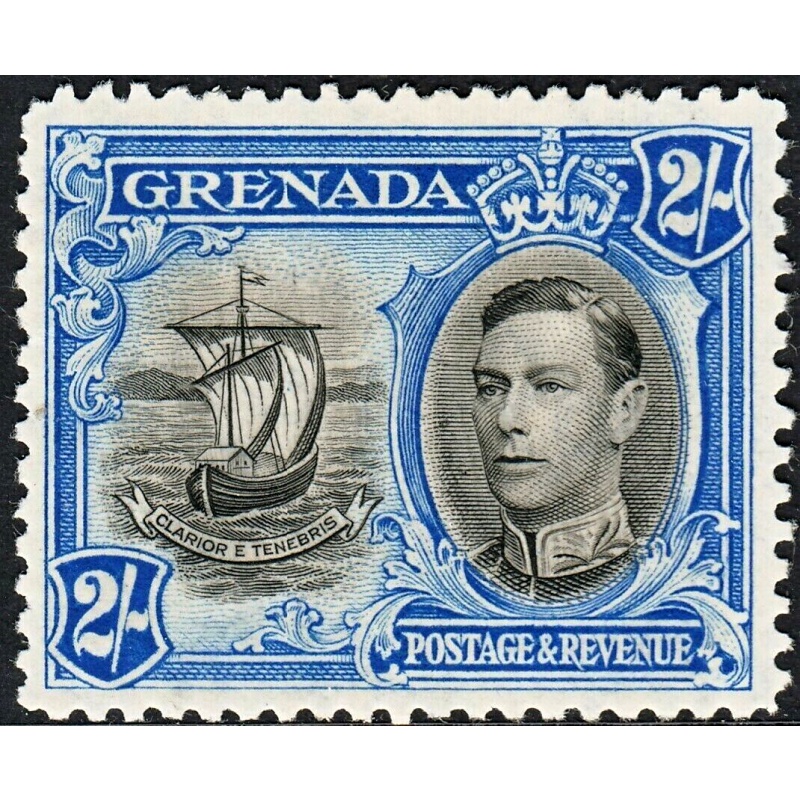 Grenada 1938 KGVI 2/- Black and Ultramarine MLH