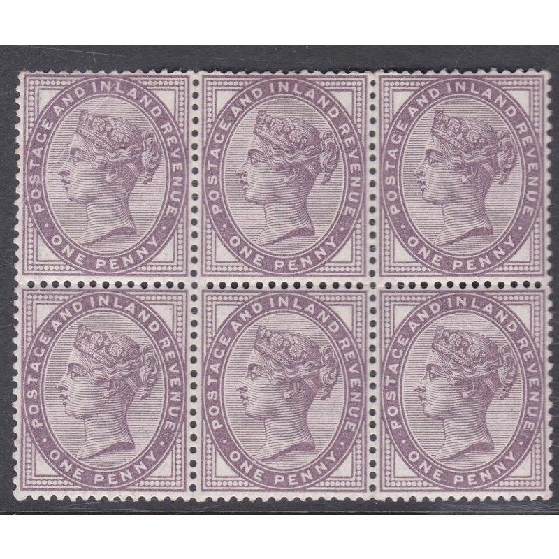 1d Lilac Block of 6 stamps MOUNTED MINT