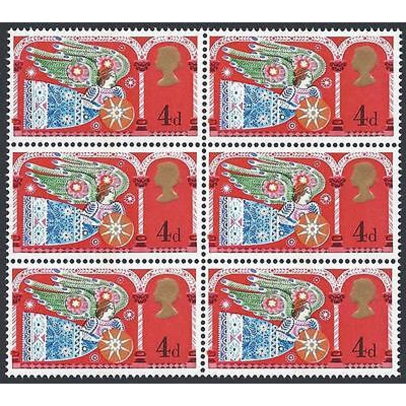 1969 Christmas 4d - Listed Variety - 3.5mm Centre Band - Block of 6 - MNH