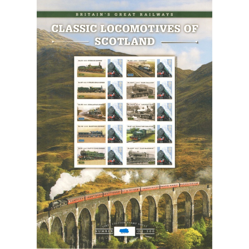 GB 2012 BC-371  Locomotives of scotland smiler sheet no. 254 UNMOUNTED MINT/MNH