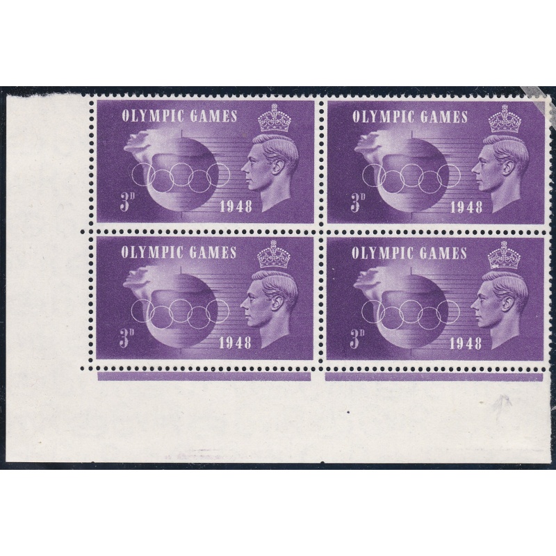 Sg496c496a 1948 3d Olympic Games with flaws block of 4 UNMOUNTED MINT