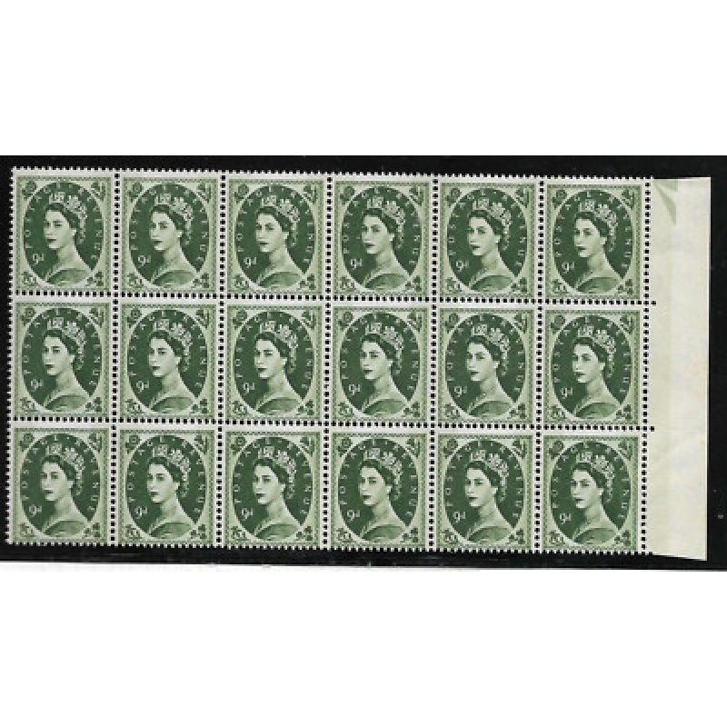 S128c 9d Wilding Violet Phos variety - Frame Break block of 18 UNMOUNTED MINT