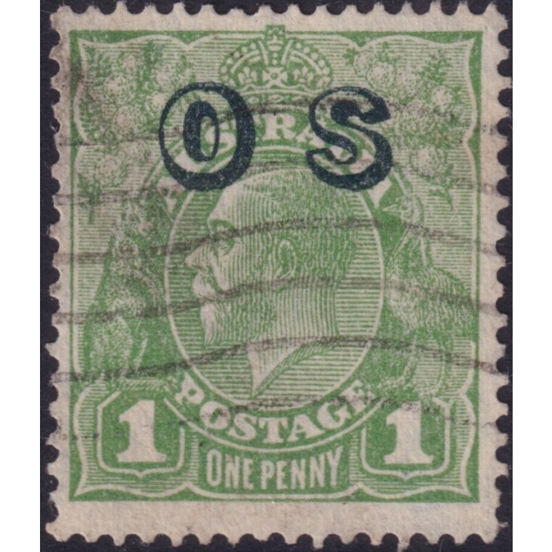 Australia 1932 KGV 1d Green OS Overprint with Reversed Watermark Used