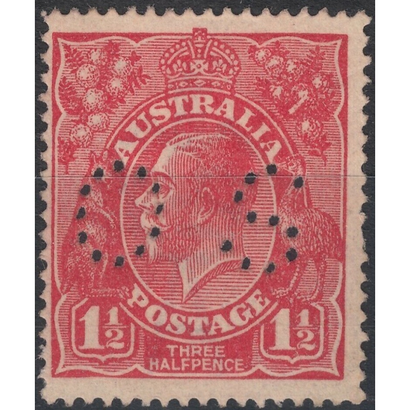 Australia 1925 KGV 1½d Red Perf OS Spear in Right Wattles/Retouched "ALIA" MUH