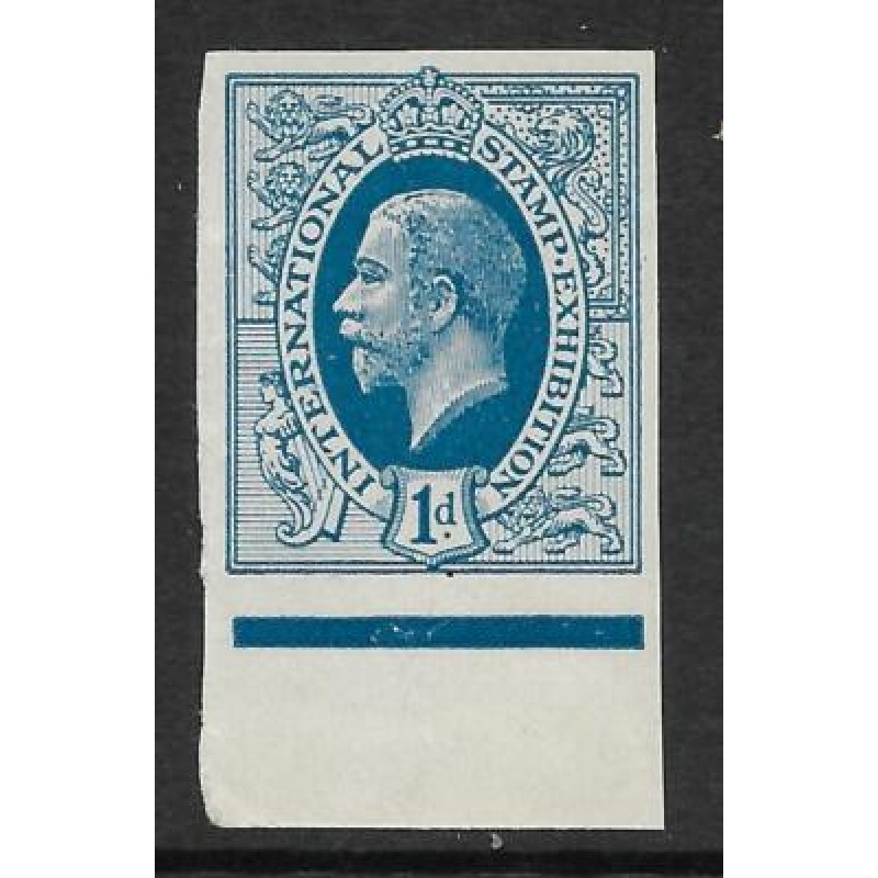 1912 1d George V Blue Imperf International Stamp Exhibition Cinderella Unmounted