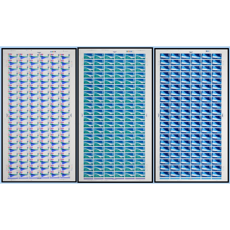 1969 Concorde Full set of Full sheets with oil slick flaw on 4d UNMOUNTED MINT