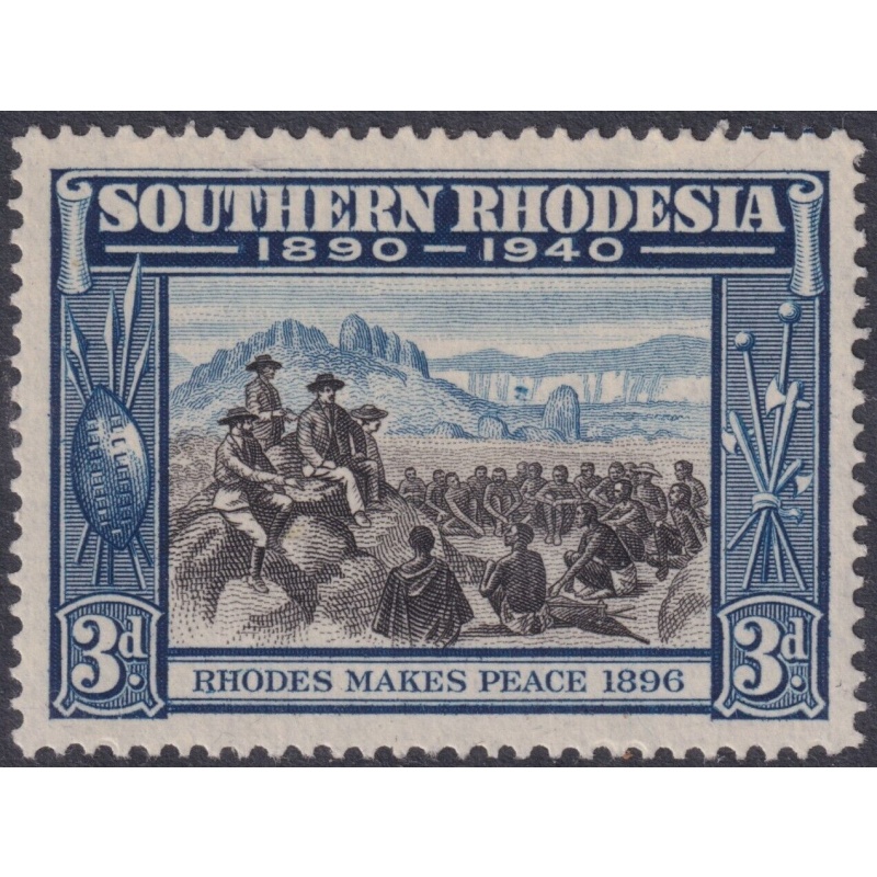 Southern Rhodesia 1940 KGVI 3d Rhodes Centenary with "Cave Flaw" Variety MVLH