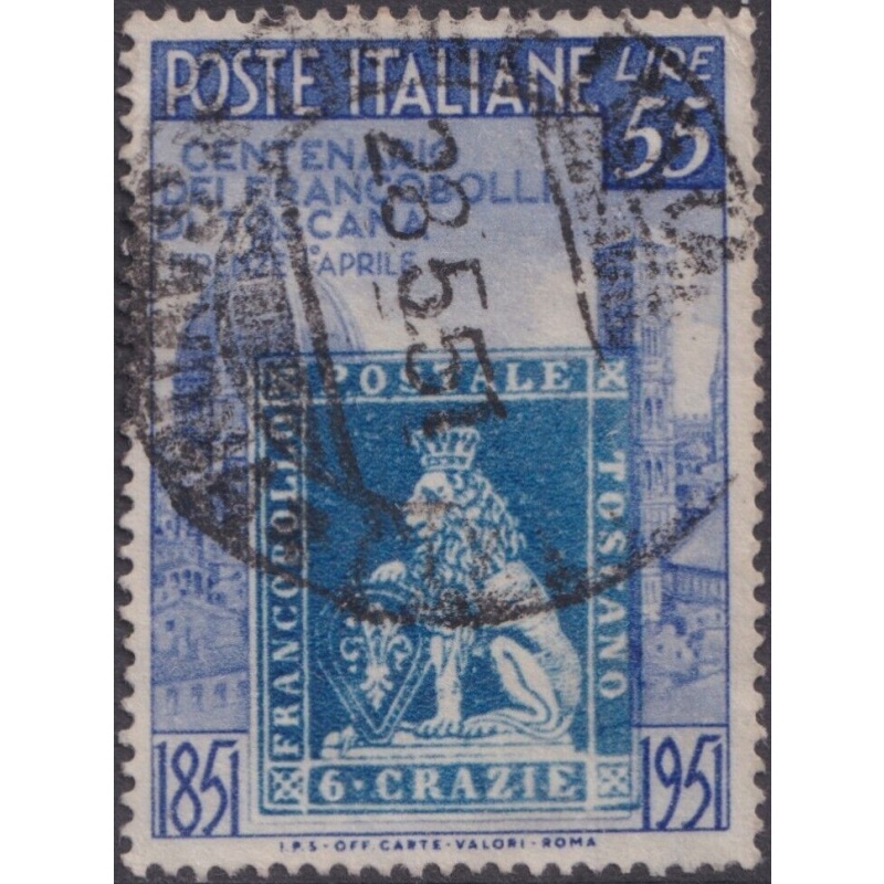 Italy 1951 55l Centenary of the First Tuscan Stamp Used