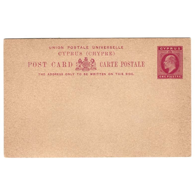 Cyprus 1902 KE7 1pi red/buff postal card fine unused