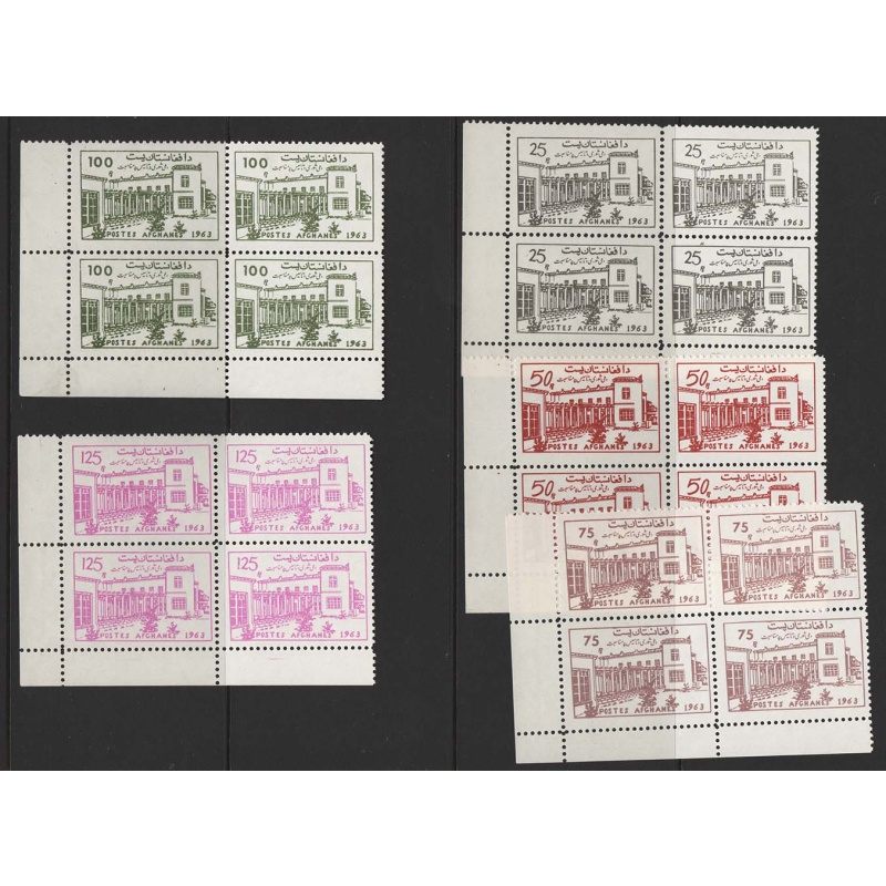 Afghanistan 1963 National Assembly set of 5 in unmounted mint corner blocks of