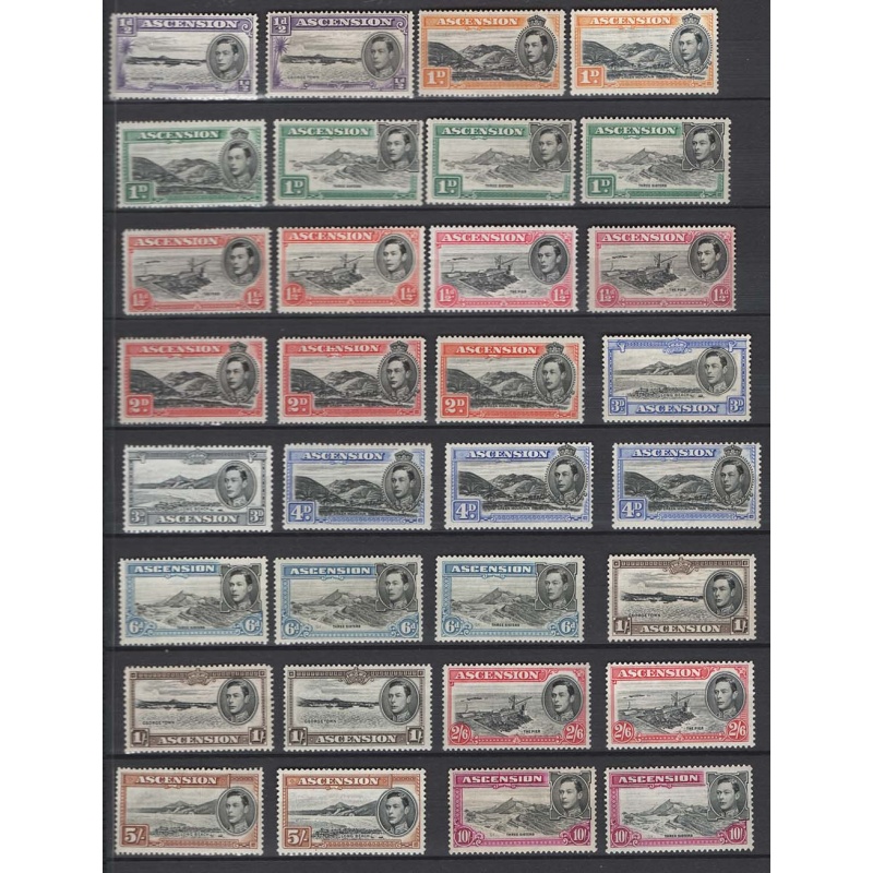 Ascension 1938 ½d - 10s sg38-47b fine mint incl nearly all perfs/shades cat £6