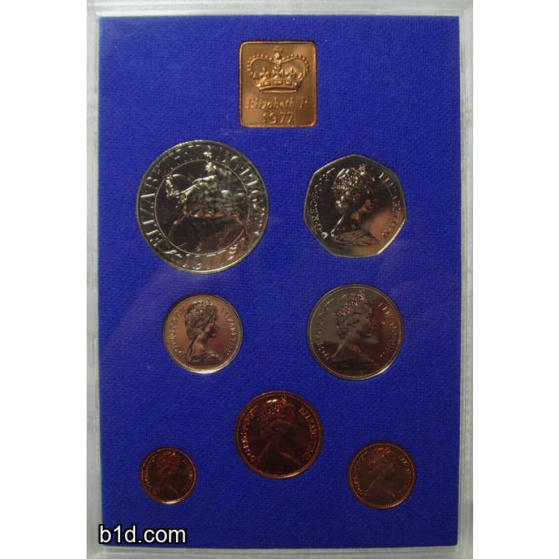 1977 coin set QE II GB Royal mint still in case no paper wrapper