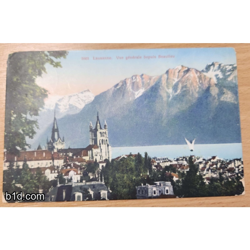 Lausanne Vue Generale Depuis Beaulieu Switzerland used postcard