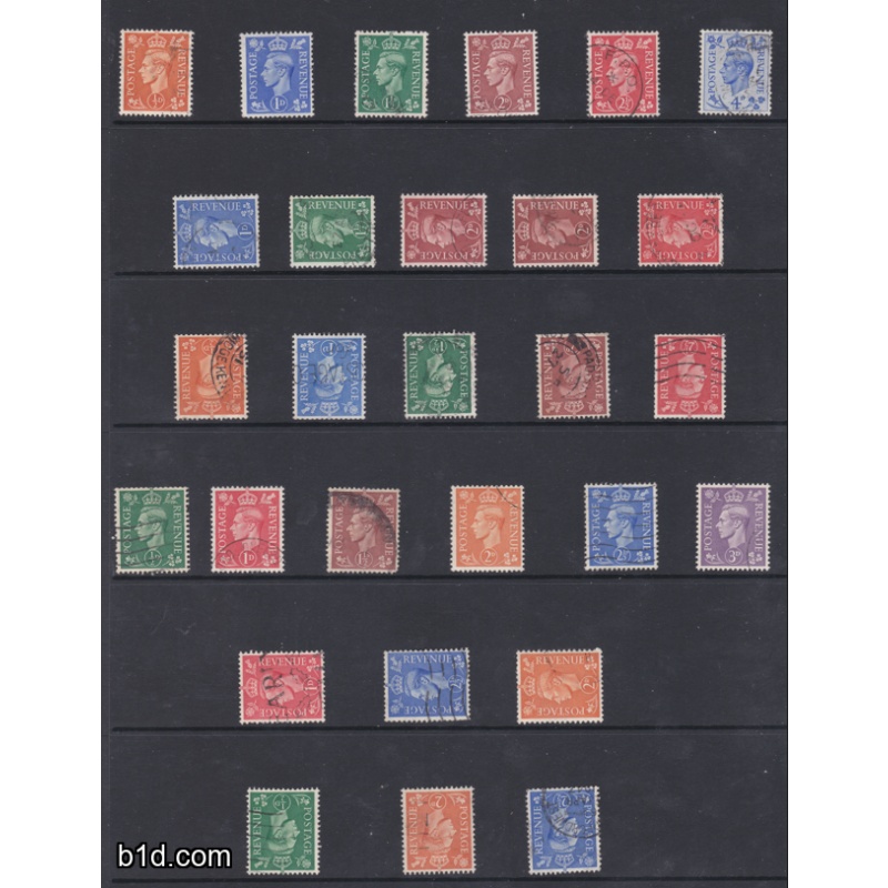George VI complete set of definitives and high values including all watermark varieties