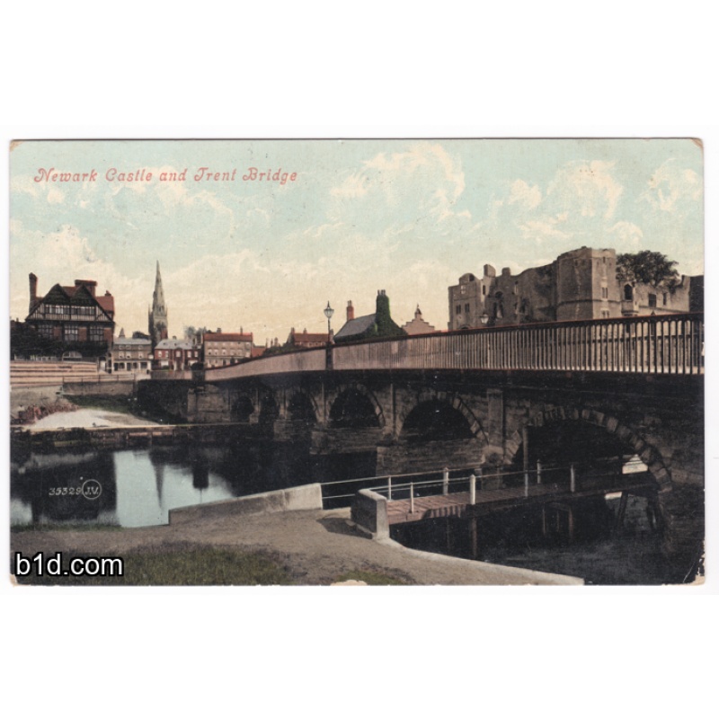 Newark Castle and trent bridge, newark postcard Used