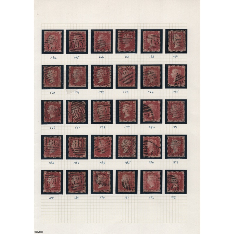 1868 Penny red Plate collection complete except 225