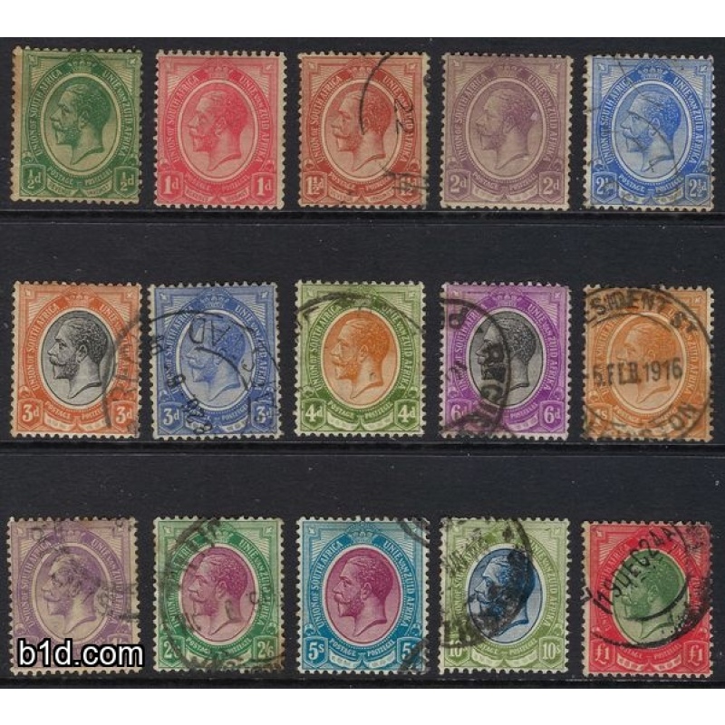 SOUTH AFRICA (UNION) 1917 SG2-16 COMPLETE SET OF 15