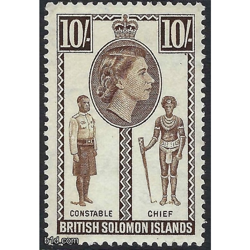 BRITISH SOLOMON ISLANDS SG95 1956 10/- SEPIA (MNH)
