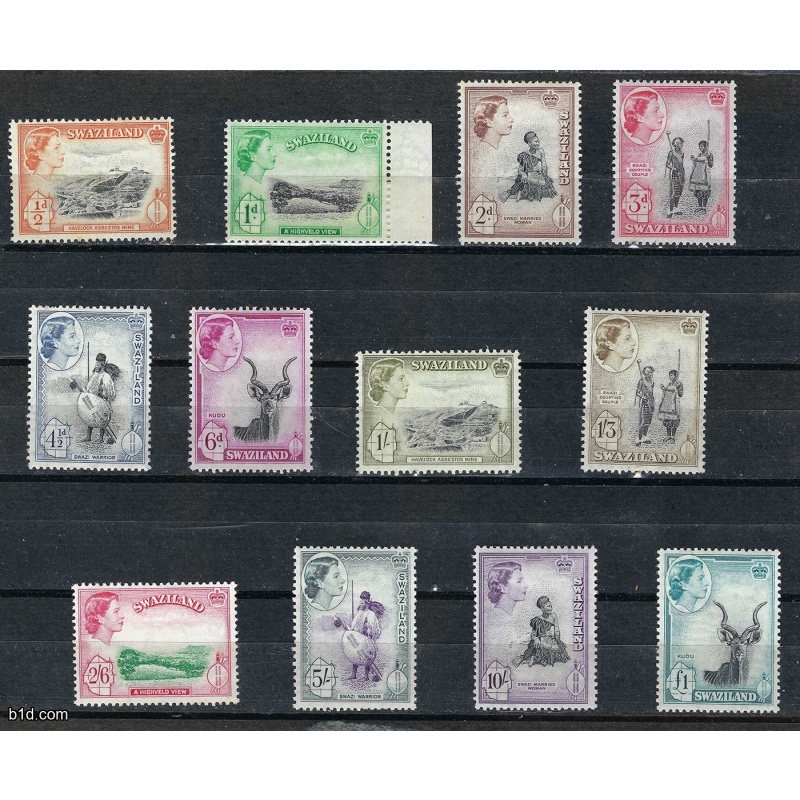 SWAZILAND QEII 1956 COMPLETE SET OF 12 (MH)